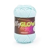 Lion Brand Yarn, DIY Glow Cozy, Glow in The Dark Yarn for Crocheting, Knitting & Crafts, Aqua, 1 Pack