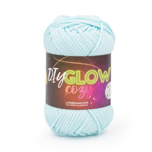Lion Brand Yarn DIY Glow Cozy Glow in The Dark Yarn for Crocheting Knitting & Crafts Aqua 1 Pack
