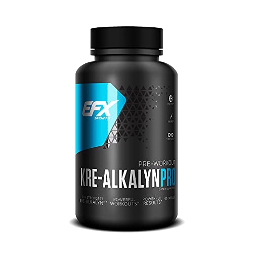 EFX Sports Kre-Alkalyn PRO â€“ PH Correct Creatine Monohydrate Pre Workout Supplement â€“ Multi-Patented Muscle Building Capsules for Endurance, Energy, & Strength for Men & Women