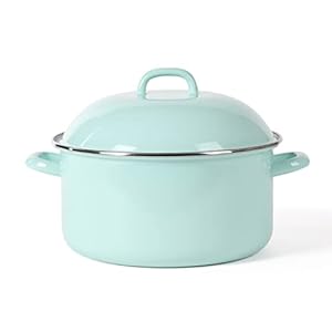Martha stewart thayer 64 quart enamel on steel scratch resistant dutch oven wlid martha blue induction safe  urban country home decor