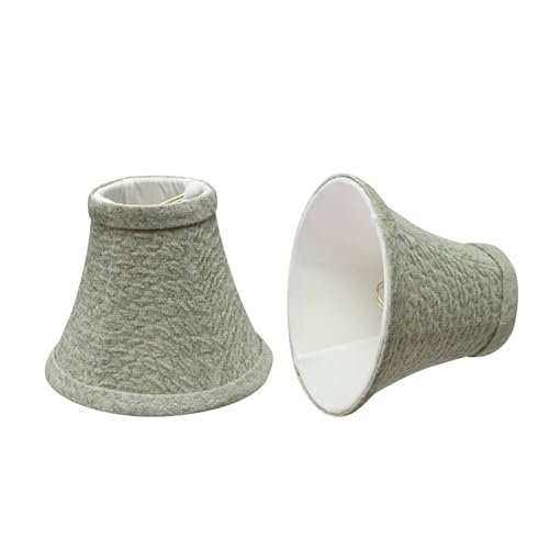 Image of Aspen Creative 30054-2, Bell Clip-On Chandelier Lamp Shade, Light Grey, 3 inch Top x 6 inch Bottom x 5 inch Slant Height, Set of 2