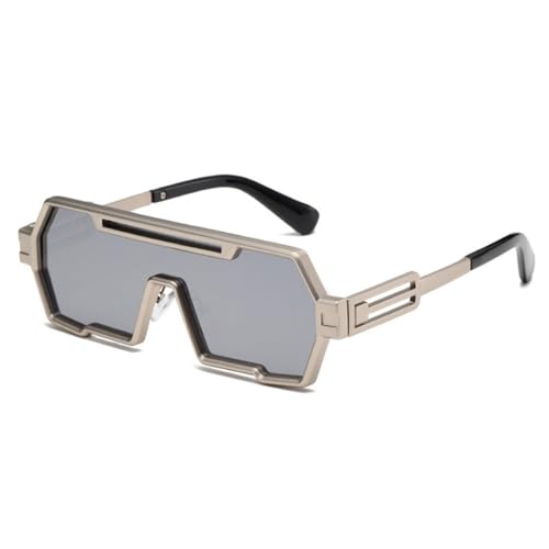 Lunettes de soleil UV400 vintage métal avec grands verres miroir argenté pour hommes et femmes