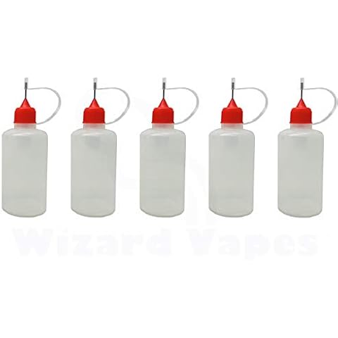 Wizard Vapes 5 x Empty Plastic Squeezable Liquid Dropper Filling Bottles E-Juice Needle Tip LDPE (50ml) Cover
