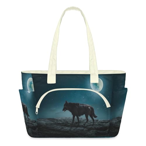 Sac fourre-tout loup au design matelassé léger avec fermeture éclair
