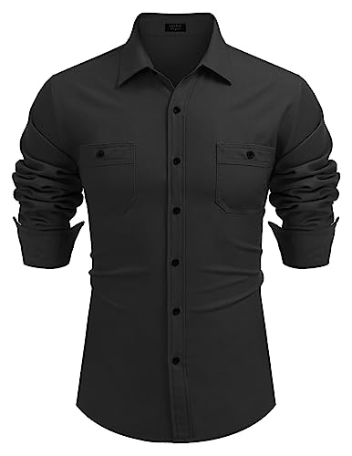 COOFANDY Mens Casual Button Down Shirts Long Sleeve Wrinkle Free Untucked Dress Shirts4