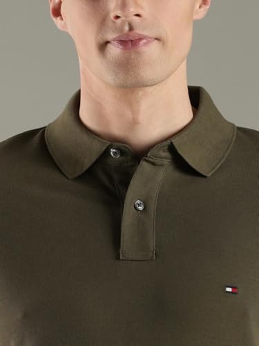 Image of Tommy Hilfiger Solid Regular fit Cotton Polo t-Shirt