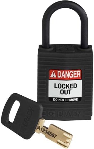 Brady CPT-BLK-25PL-KD, 150184 Compact Nylon Lockout Padlock (Pack of 12 pcs)