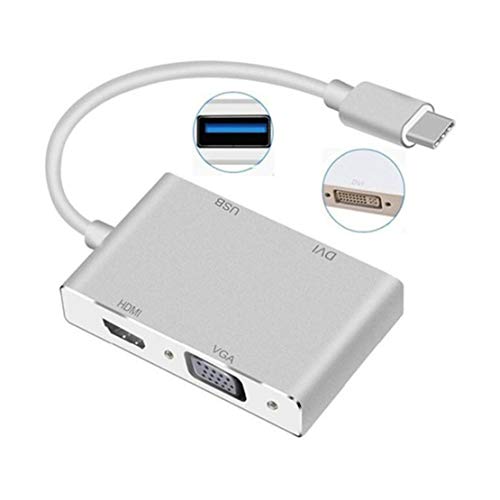 Hub C USB 4 en 1 adaptateur de bureau pour télétravail sur grand écran HDMI et VGA