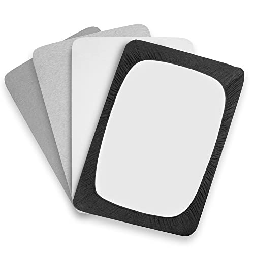 Baebae Goods Crib Sheets For Baby Boys And Girls, 4 Pack, Soft And Breathable Jersey Knit Fitted Sheet Set, Cute Gender Neutral Nursery Mattress Bedding, Universal Fit (Solid Greys) #TOP6
