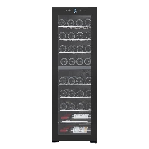 Wine Cooler Refrigerator 21 Inch 39-Bottle Capacity,Built-in or Freestanding,Silent Constant-Temp,Sliding Shelves,Reversible Glass Door
