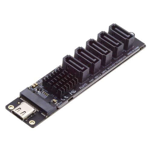 CY Adapter 10Gbps USB-C Type-C to NGFF Key B+M SATA 6Gbps 5 Ports Adapter Converter PM Port Multiplier Selector JMB575 JMS580