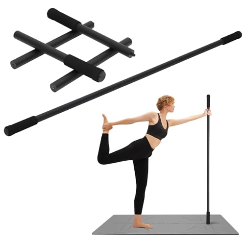 P Polerden Yoga Stick Sturdy Steel 5ft Exercise Stick with Non-Slip Ends Adjustable Stretch Stick for Mobility Exercise Dowel for Physical Therapy Balance Pole and Yoga Bar for barra para hacer ejercicio