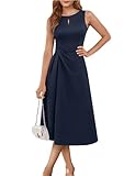 Aupuls Vestido de cóctel formal sin mangas para invitada de boda para mujer, Azul marino, XXL