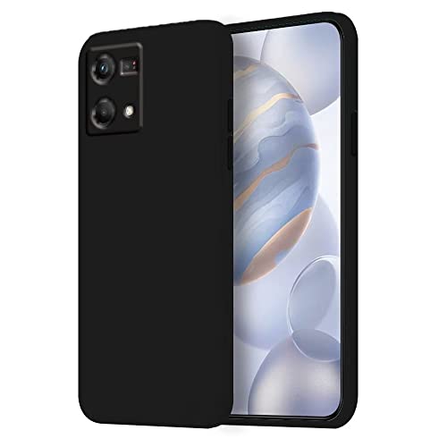 HONLEN Funda Compatible para OPPO Reno7 4G Case, (6.43' Inches) Líquida TPU Silicona Cover con Anti-Rasguño, Cáscara Suave Cubierta Negro