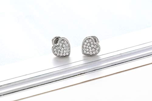 Bbl Iced Out Stud Earrings For Women Men Screw-Back Stud Earrings S925 Sterling Silver Hypoallergenic Cz Heart Stud Earrings 18K Gold Plated Aretes Para Hombre Hi Hop Ear Studs For Girls Womens Jewelry #TOP6