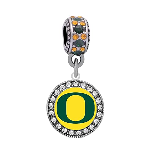 Final Touch Gifts University of Oregon Crystal Charm Fits Compatible with Pandora Style Bracelets…