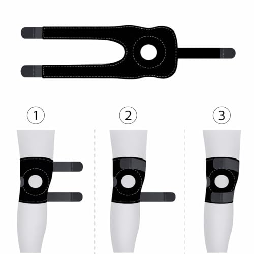 Image of Adjustable Knee Cap Support Brace For Men & Women | Open Patella Stabilizer Knee Compression Sleeve For Pain Relief, Running, Gym, Arthritis & Sports | Black
