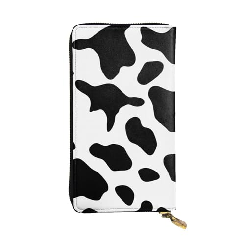 Black and White Cow Print Wallet for Men Women Long Purse Leather Clutch Large Business Handbag Travel Phone Holder Credit Card Holder Money Case with Zipper Leather Wallets Gift