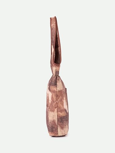 Image of ZOUK Printed Sora Tote Bag | Handcrafted Rollable Women's Tote | Vegan Leather & Canvas Lightweight Shoulder Bag for Daily Use