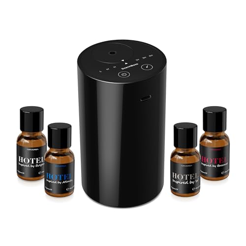 Scentbots Waterless Essential Oil Diffuser Starter Kit Battery Operated Mini Scent Air Machine Portable Diffuser for Home Car Office ANZ Black Kit