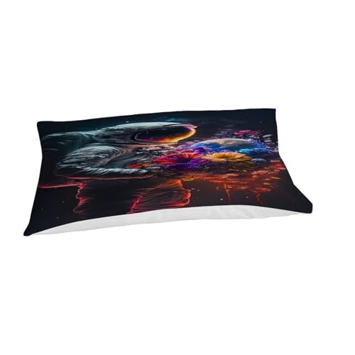 Housse de couette astronaute fleurs parure de lit 135x200 - 7