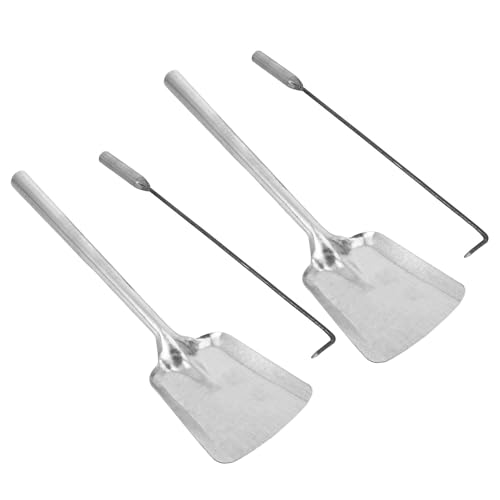 SHINEOFI Lot de 4 set de Outils de Cheminée en Fer Robustes – 2 Pelles à Cendres Grand Format 2 Tisonniers pour Feu – Accessoires pour Poêles à Bois et Foyers d'Intérieur et Extérieur –