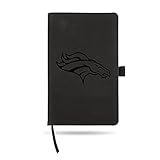 Rico Industries NFL Denver Broncos Black Laser Engraved Small Notepad Jounral/Notepad 8.25' x 5.25'- Office Accessory