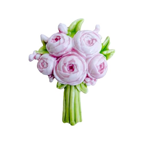 Imán decorativo de flores rosas de cerámica 3D