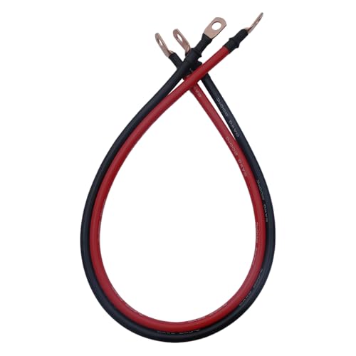 Tyona 6 AWG Battery Cables 2 Gauge Pure Copper Battery Inverter Cables 2FT with 6 * 5/16 Lugs terminals Marine Grade Red and Black 2-Pack for Solar inverters, car, RV, Boats, Truck (2 Feet-6 AWG)