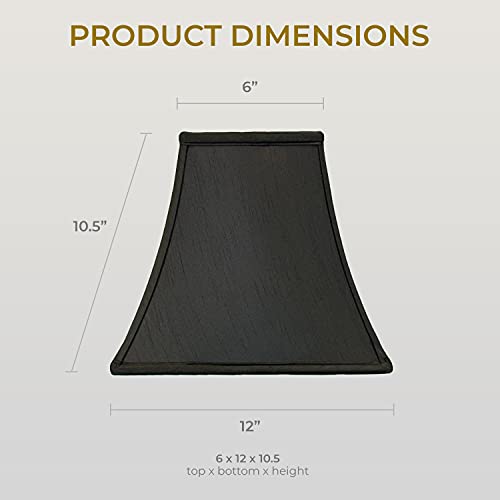 Image of Royal Designs, Inc. Regal Series Square Bell Lamp Shade, 6 x 12 x 10.5, Black, Set of 2