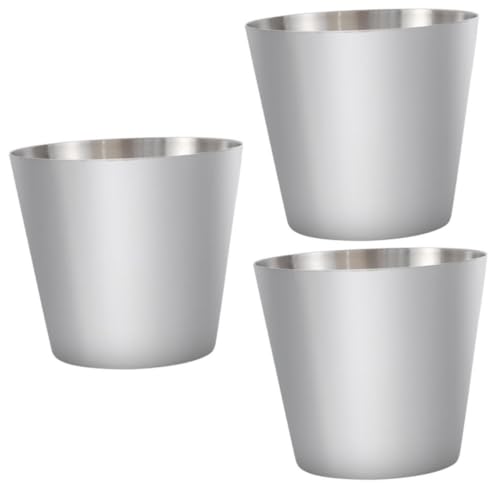 MUCKLILY 3pcs Stainless Steel French Fry Holder Juice Cup Versatile Snack Container for Home Restaurant Party Use Compact Design for Cold Drinks Silver
