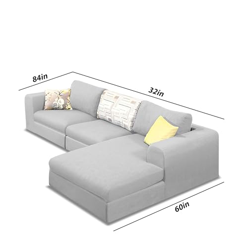 Image of Koza RHS 4 Seater L Shape Sofa Set for Living Room (Grey Fabric) Premium Fabric Sofa
