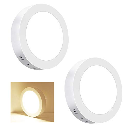 2Pack LED Surface Mounted Panel Ceiling Light Fixture-12W(100W Equivalent) Soft Warm Flat Flush