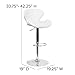 Flash Furniture Contemporary White Vinyl Adjustable Height Barstool with Curved Back and Chrome Base