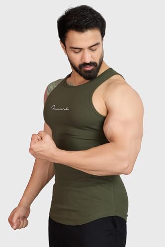 Image of FUAARK Ribbed Slim Fit Gym & Workout Tank for Men's -
