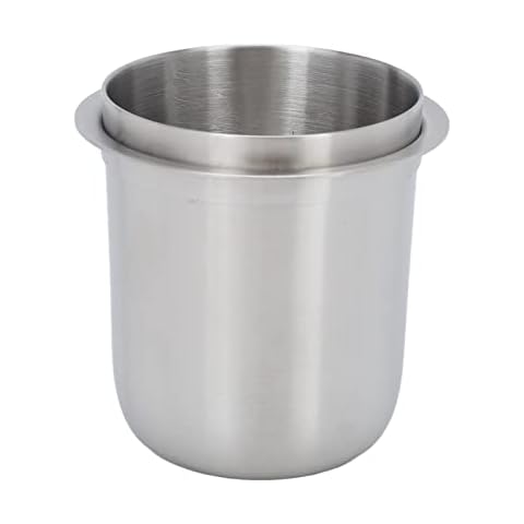 SIXRUN Small Dosing Cup Dosing Cup 150ml 58mm Hands Stainless Steel Universal Inverted Coffee Powder Cup for Coffee Machine (Stainless Steel Color) Cover