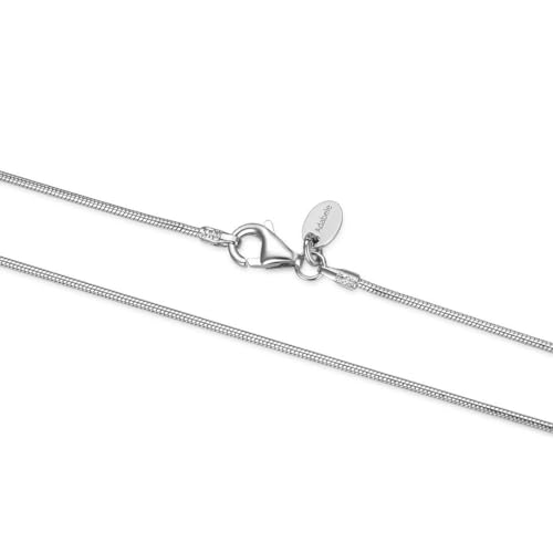 Adabele 1pc Real Sterling Silver 18 Inch Sleek Round Snake Chain Necklace 1mm Thin Small Tarnish Resistant 18K White Gold Plated Women Jewelry SSX51-18