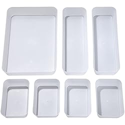 Cajon Gavetero Cocina Cajas Organizador de Cajón Plástico,7 Organizadores Transparentes para Cajones, Bandejas de Maquillaje Papelería Cubiertos para Baño Cocina Oficina Escritorio (Tranparente)