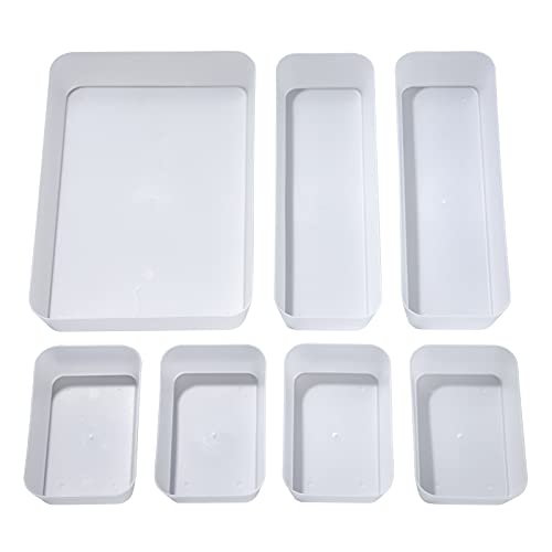 MaoXinTek Plateaux de Rangement pour Tiroir, Transparent Cosmétiques Diviseur Organisateur en Plastique avec Boîtes 3 Tailles pour Bureau, Coiffeuse, Salle de Bain, la Cuisine (Lot de 7)