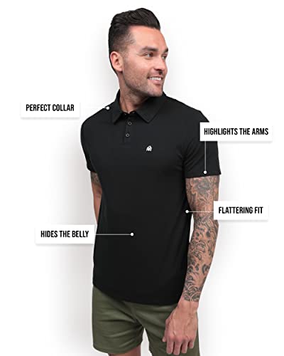 Into The Am Basic Polo Shirts For Men - Modern Fit Collared Shirt Men Fitted Short Sleeve Classic Golf Collar Shirts (Black, Large) #TOP2