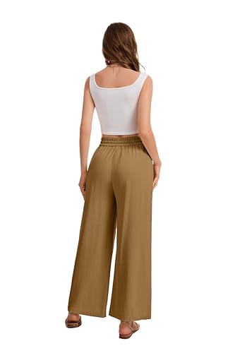 Image of KICZOY Women Flowy Pants Drawstring Waist Wide Leg Palazzo Beach Pants Loose Fit with Pockets