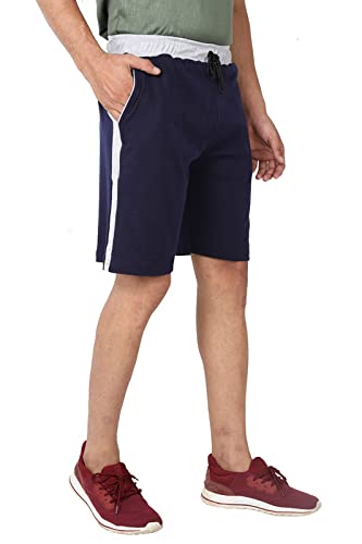 Image of Particle Men's Plus Size Big Size Bermuda Shorts | 230 GSM Ribbed Cotton Half Pant for Men with Deep Side Pockets | Sizes XL-5XL (34-52 Inch Waist)