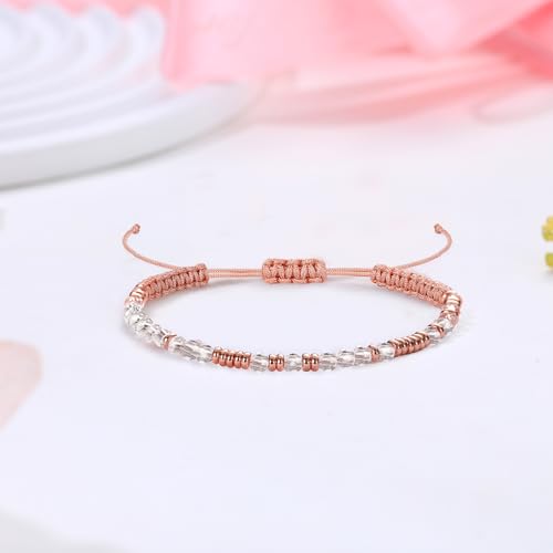 Image of Morse Code Bracelets for Women Mothers Day Gifts 2026 Graduation Gifts Mom Birthday Gift Pink Braided Bracelets Teen Trendy Stuff Inspirational Best Friend Birthday Gifts for Daughter Girlfriend Christmas Stocking Stuffers Jewelry