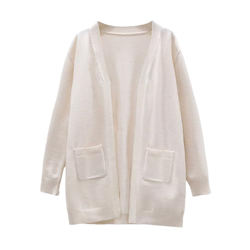 Kids Girls Long Cardigan Solid Color Long Sleeve Sweater Cardigan Winter Fall Casual Sweater Coats with Pocket2