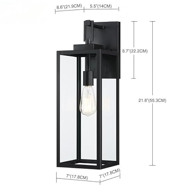 22 Large Black Outdoor Sconce, 22 Inch Outdoor Wall Lantern for House Exterior Wall Light for Garage Wall Sconce Extra Large Porch Light for House Outside, E26, 1 Pack