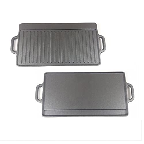 Placa de plancha de hierro fundido reversible y sartén cuadrada pre-sazonada L 5