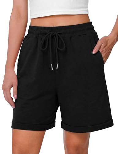 Litherday Shorts de Sport Femme avec Cordon Femme Bermudas Pantalon Court Été Élastique et...