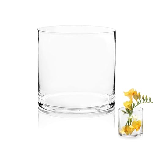 TSKDKIT Jarrón De Cristal Cilíndrico, Jarrones De Cristal, Florero De Vidrio De 15cm De Alto Florero Tubular Transparente para Decoración Moderna De Flores, para Estante De Mesa De Oficina En Casa
