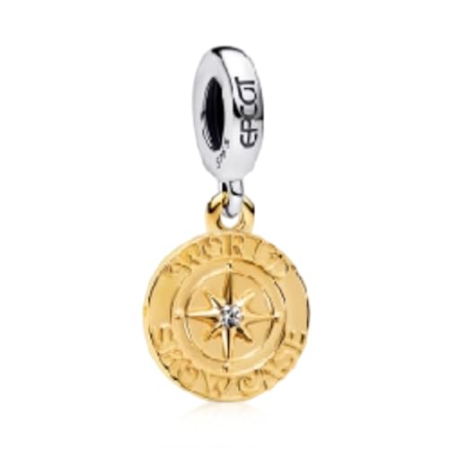 Image of S925 Sterling Silver Gold Plated Romantic Charms, Gifts for Mom Girlfriend Family on Valentine's Day Birthday Christmas Anniversary, Bracelet Necklace Bead Charm