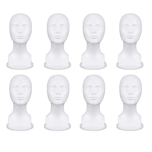 Modèle de tête de mannequin en mousse x8 pour présentoir de perruque et chapeau
